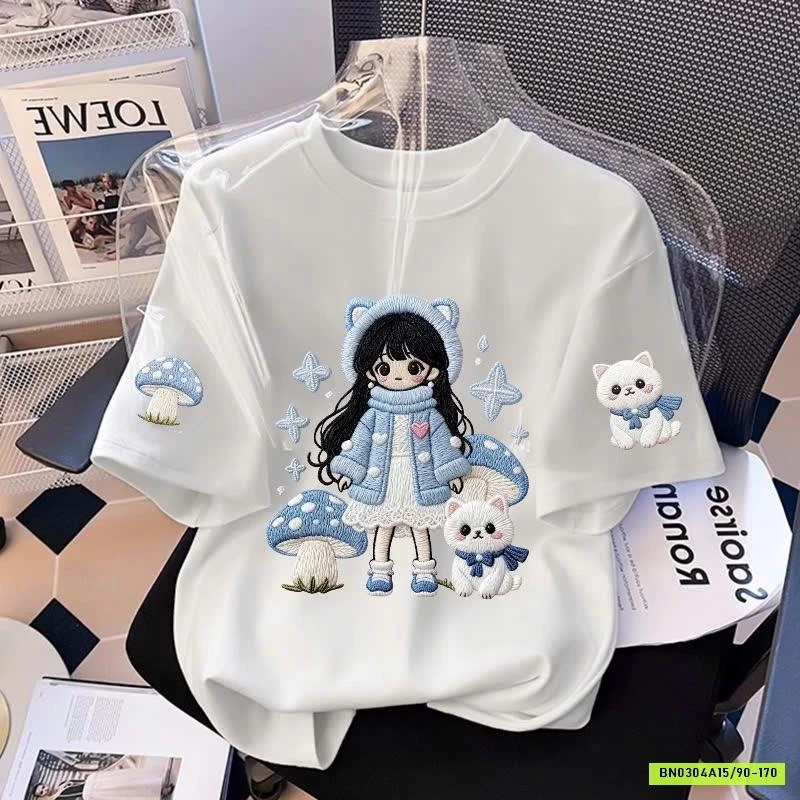 ÁO PHÔNG CỘC IN HÌNH CHO BÉ GÁI