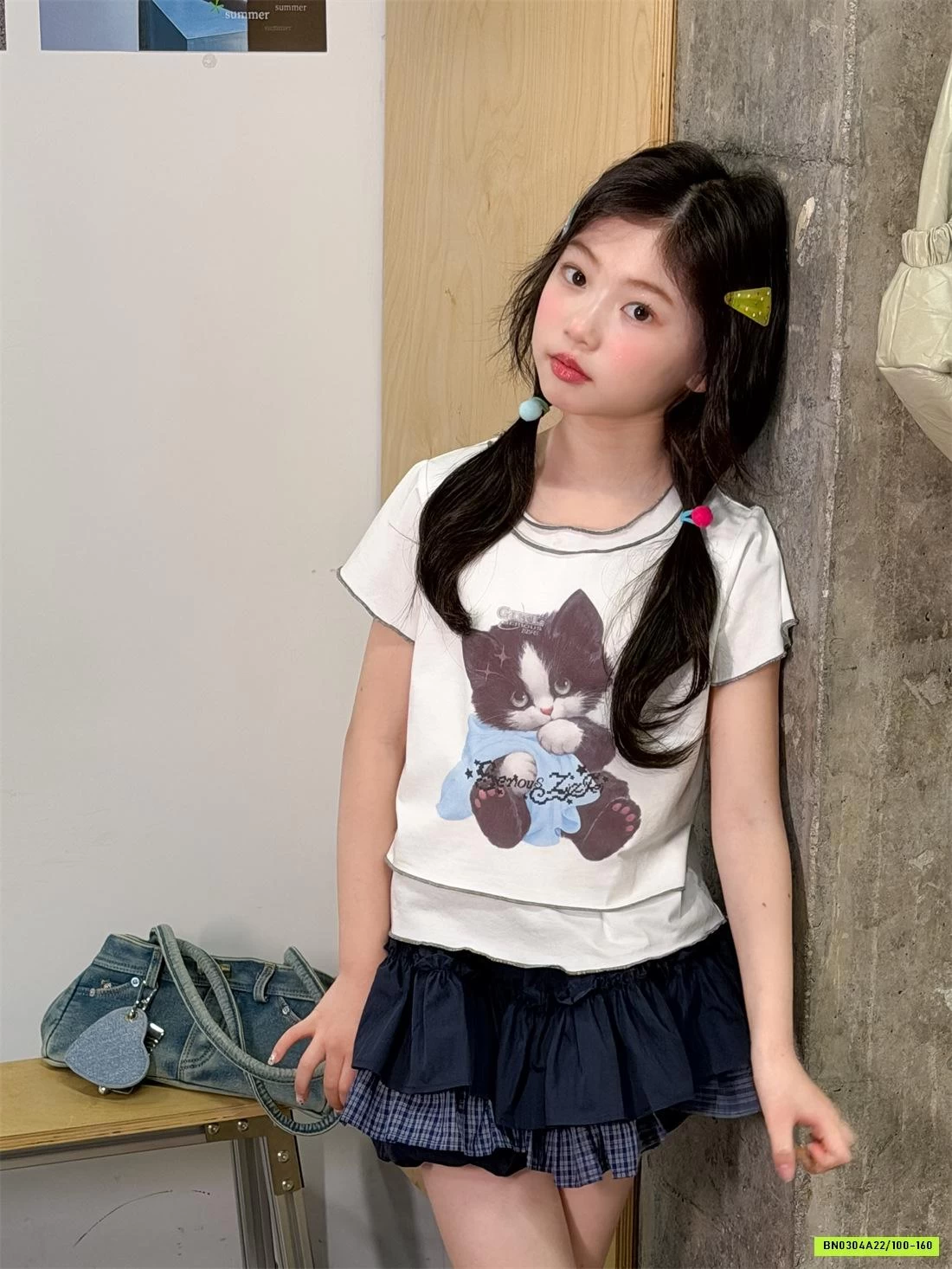 CROPTOP MÈO VIỀN CHỈ NỔI