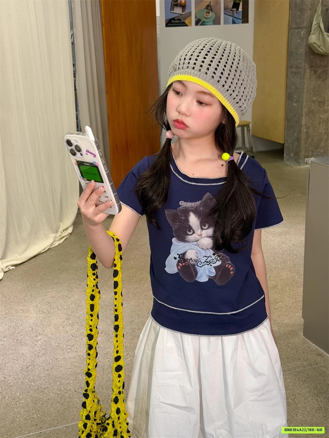 CROPTOP MÈO VIỀN CHỈ NỔI