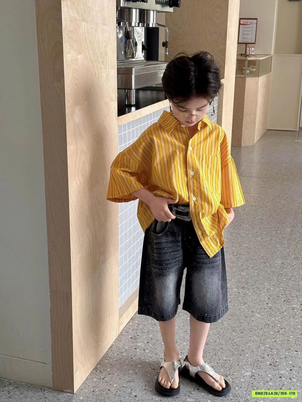 SƠ MI SỌC VÀNG TÚI NGỰC