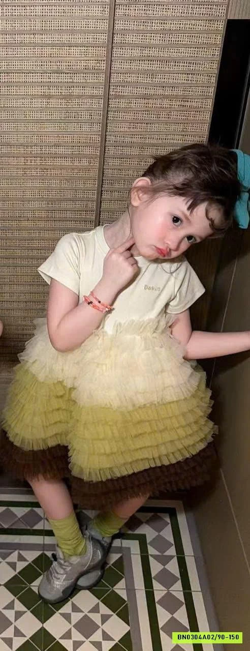 ĐẦM THUN PHỐI CHÂN VOAN LOANG MÀU