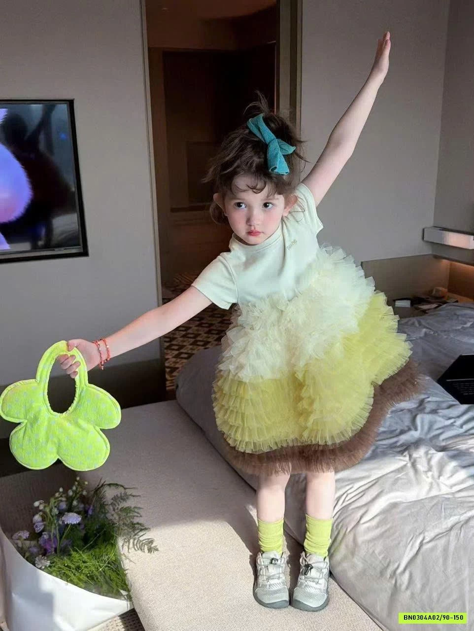 ĐẦM THUN PHỐI CHÂN VOAN LOANG MÀU