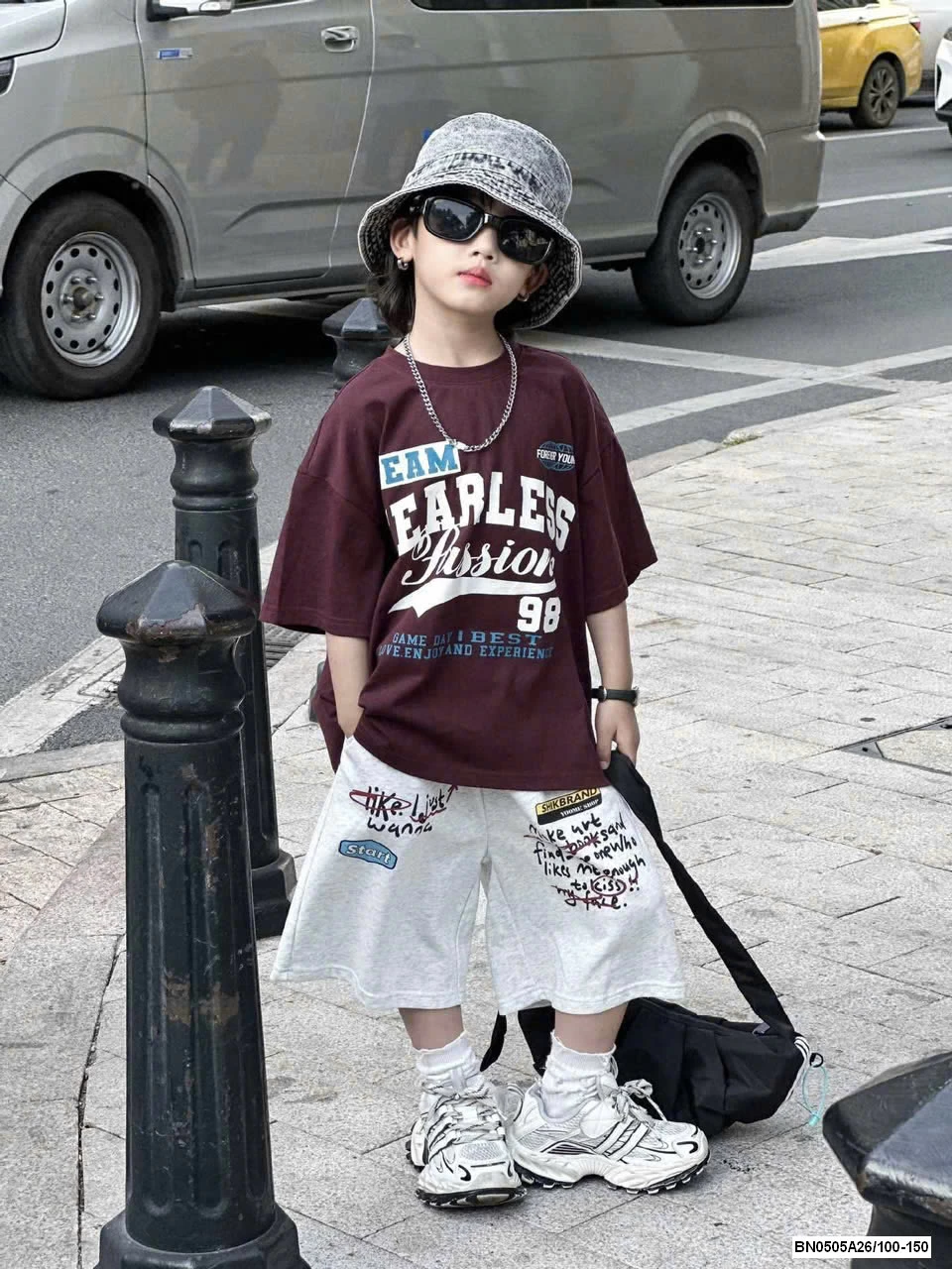 ÁO TÍM IN CHỮ MIX SHORT GHI