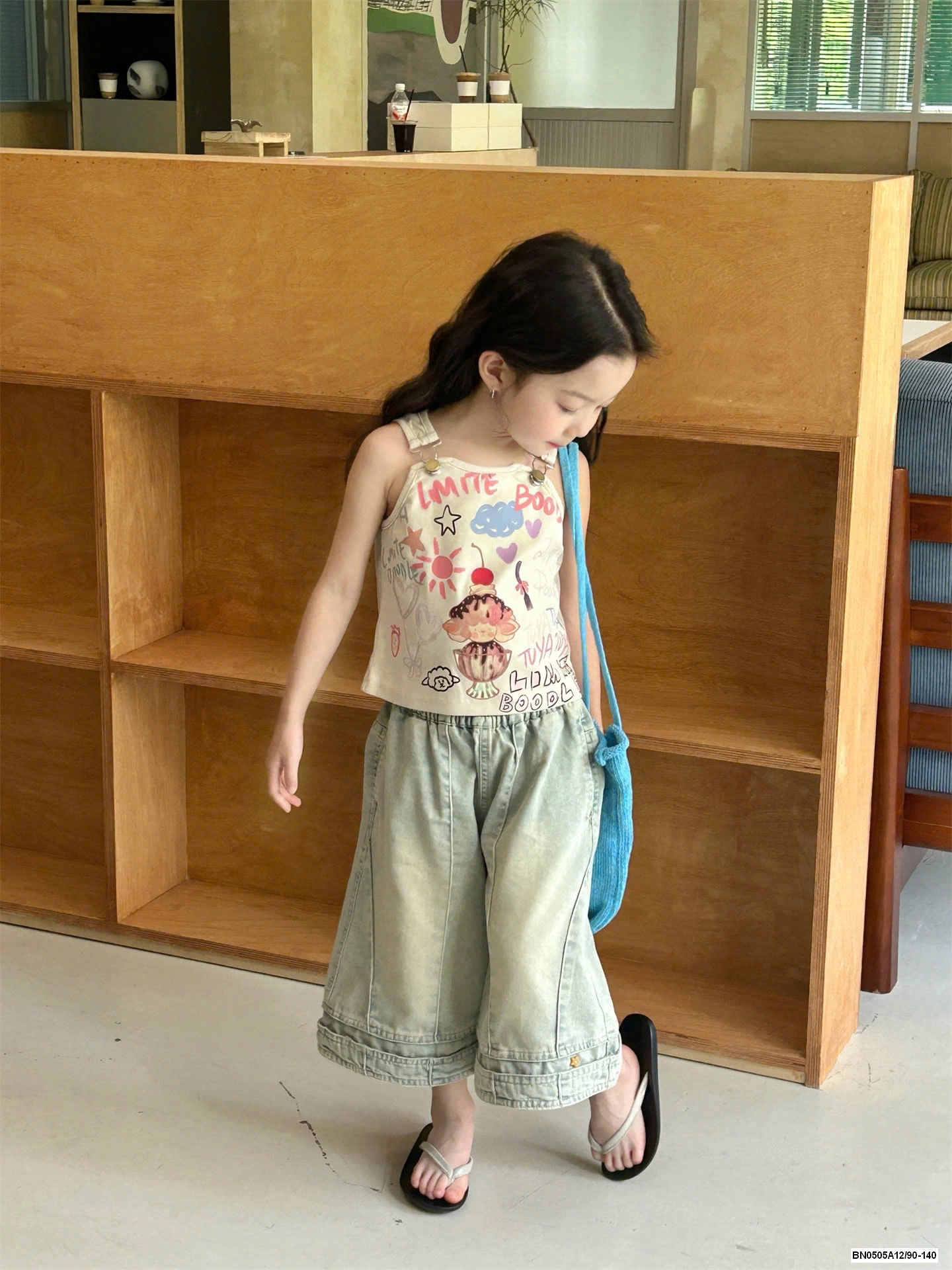 ÁO 2 DÂY MIX JEANS LỠ