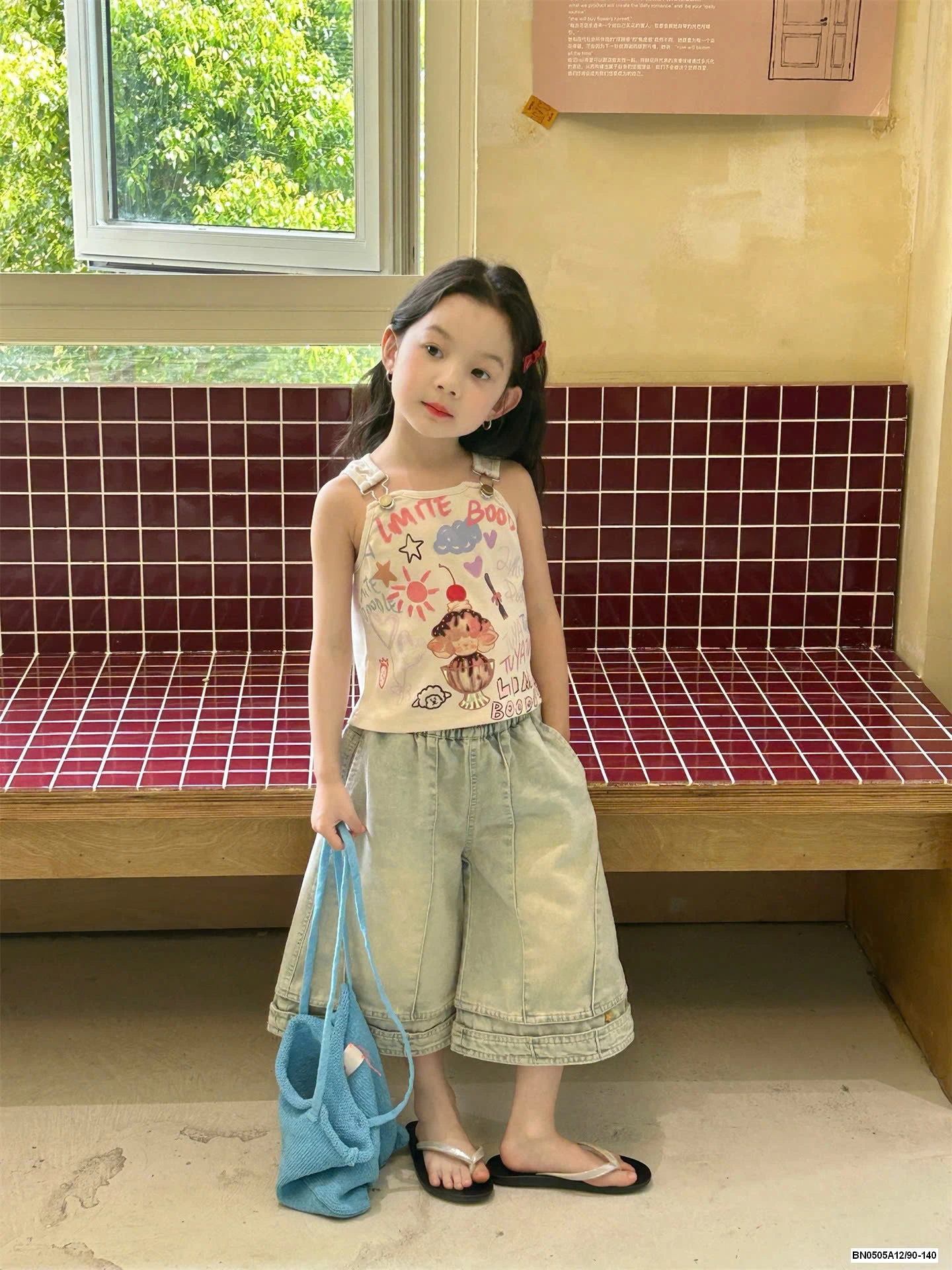 ÁO 2 DÂY MIX JEANS LỠ