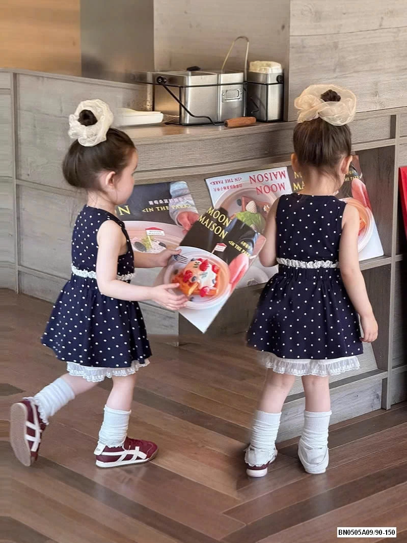 SÉT VÁY CHẤM BI VIỀN REN