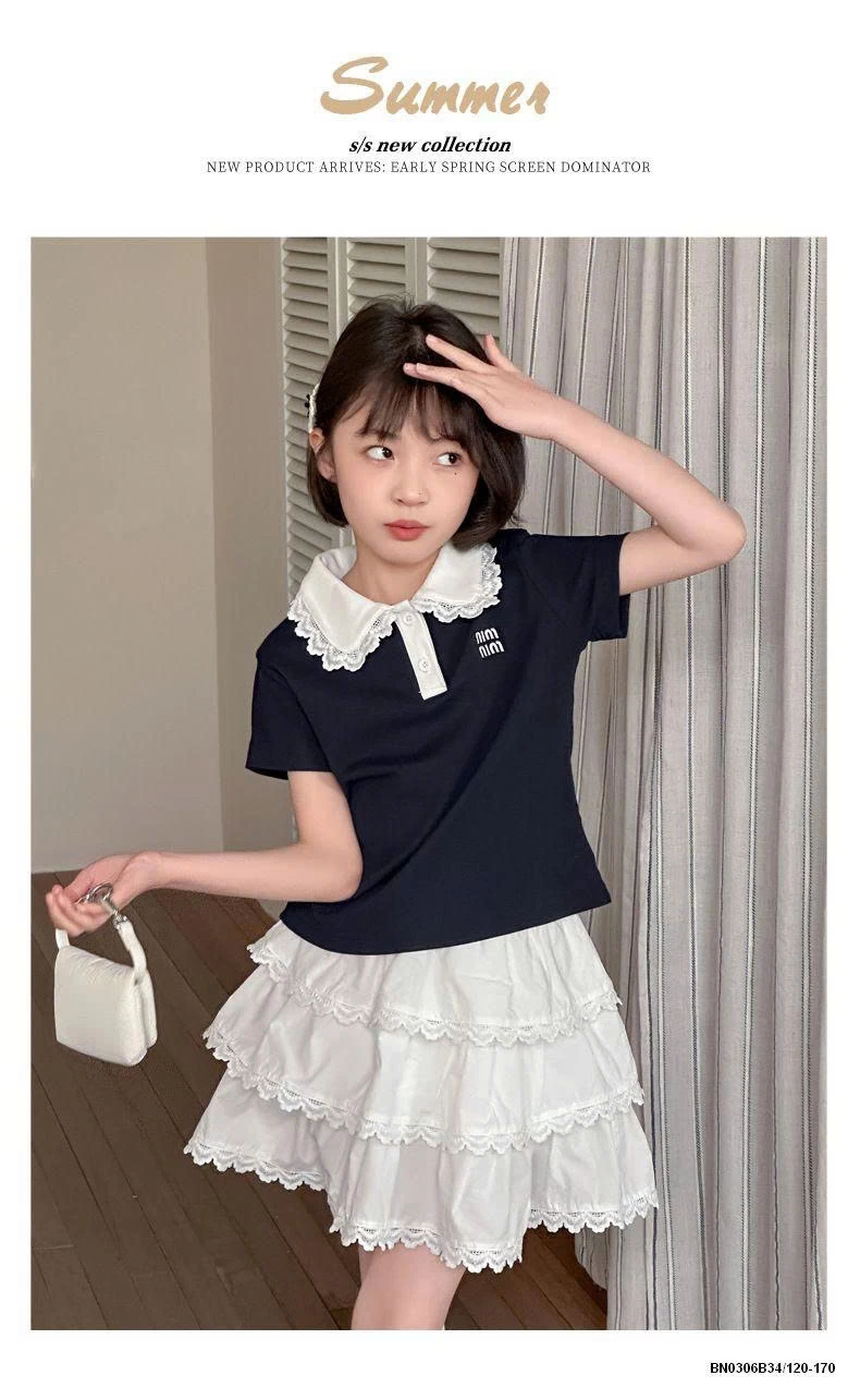 SÉT ÁO THUN MIN MIX CHÂN VÁY XỎE