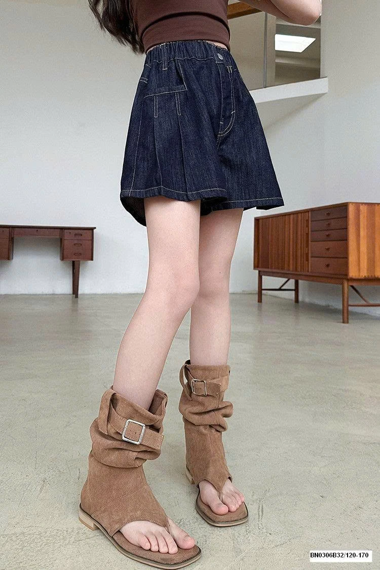 QUẦN SHORT JEAN DÁNG VÁY XẾP LY