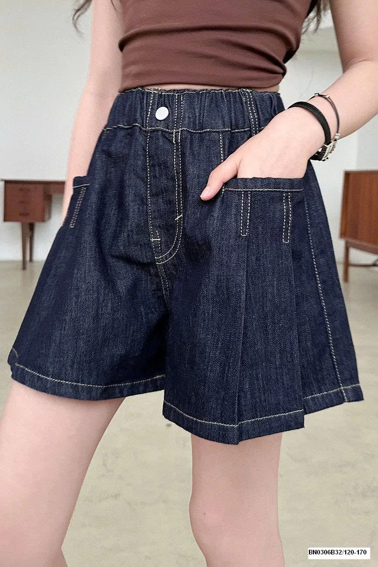 QUẦN SHORT JEAN DÁNG VÁY XẾP LY