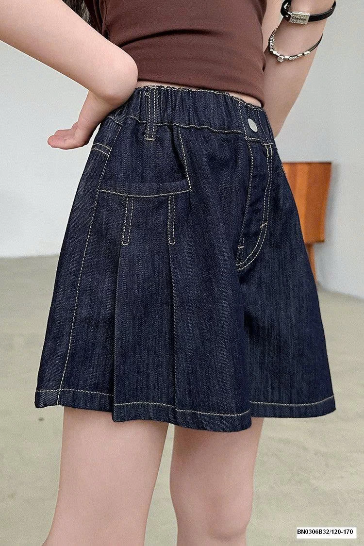 QUẦN SHORT JEAN DÁNG VÁY XẾP LY