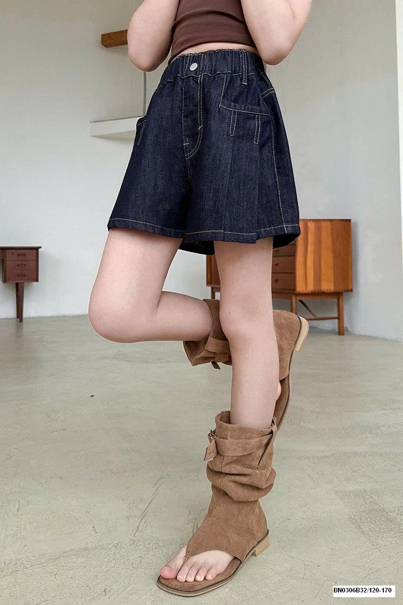 QUẦN SHORT JEAN DÁNG VÁY XẾP LY