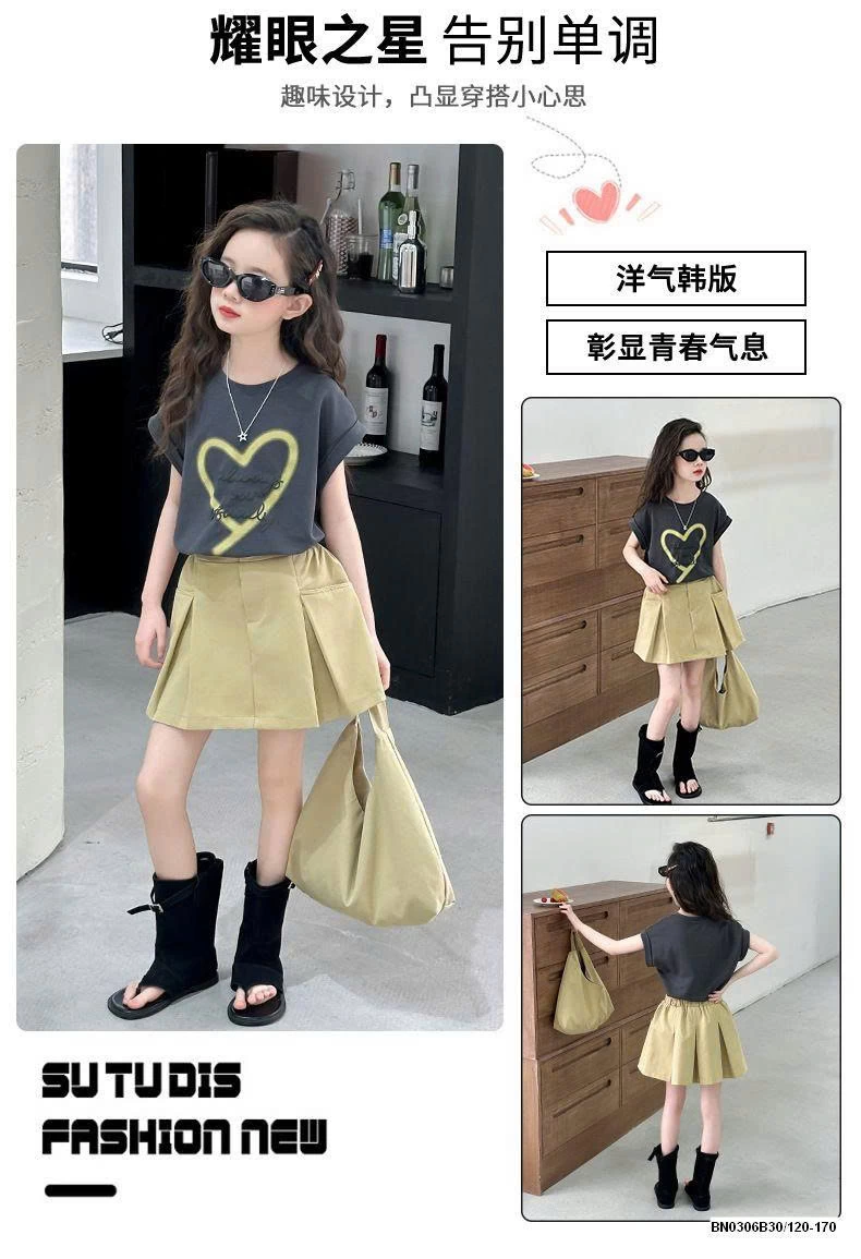 SÉT TANKTOP TRÁI TIM MIX CHÂN VÁY VÀNG