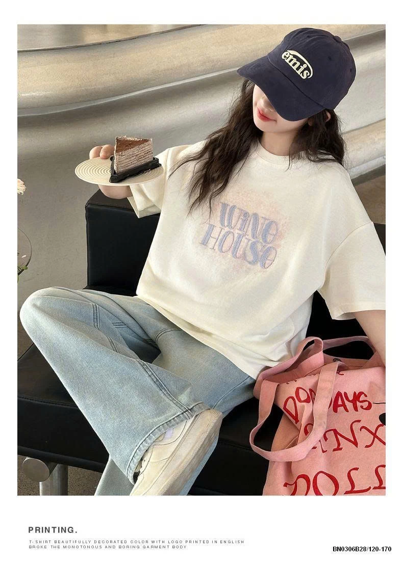 ÁO THUN WINE HOUSE MIX JEAN SUÔNG BẠC MÀU