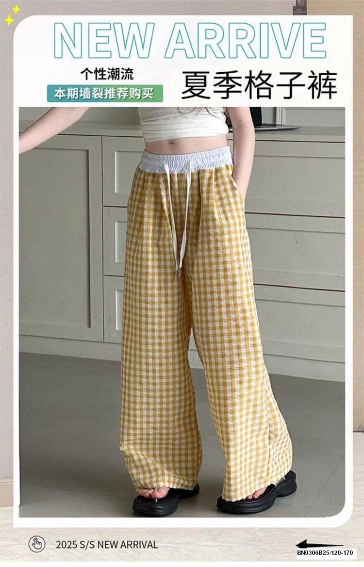 QUẦN SUÔNG CARO NHỎ CẠP CHUN