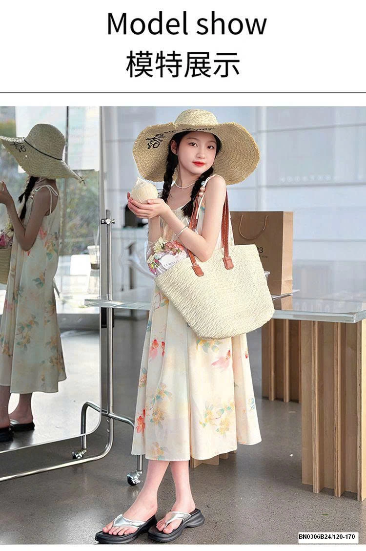 VÁY SUÔNG 2 DÂY HOA ĐI BIỂN