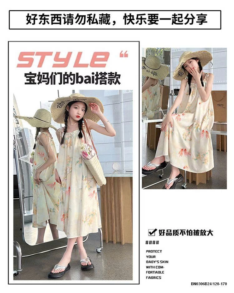 VÁY SUÔNG 2 DÂY HOA ĐI BIỂN