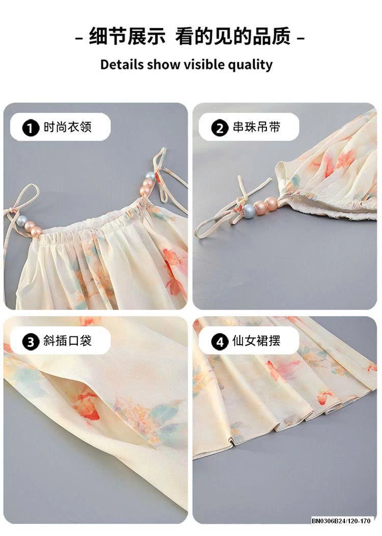 VÁY SUÔNG 2 DÂY HOA ĐI BIỂN