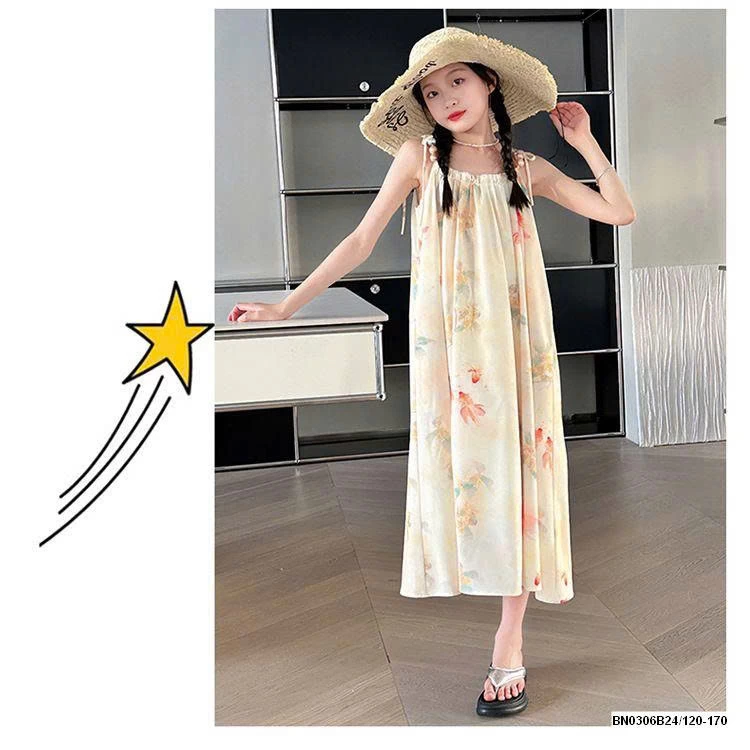 VÁY SUÔNG 2 DÂY HOA ĐI BIỂN