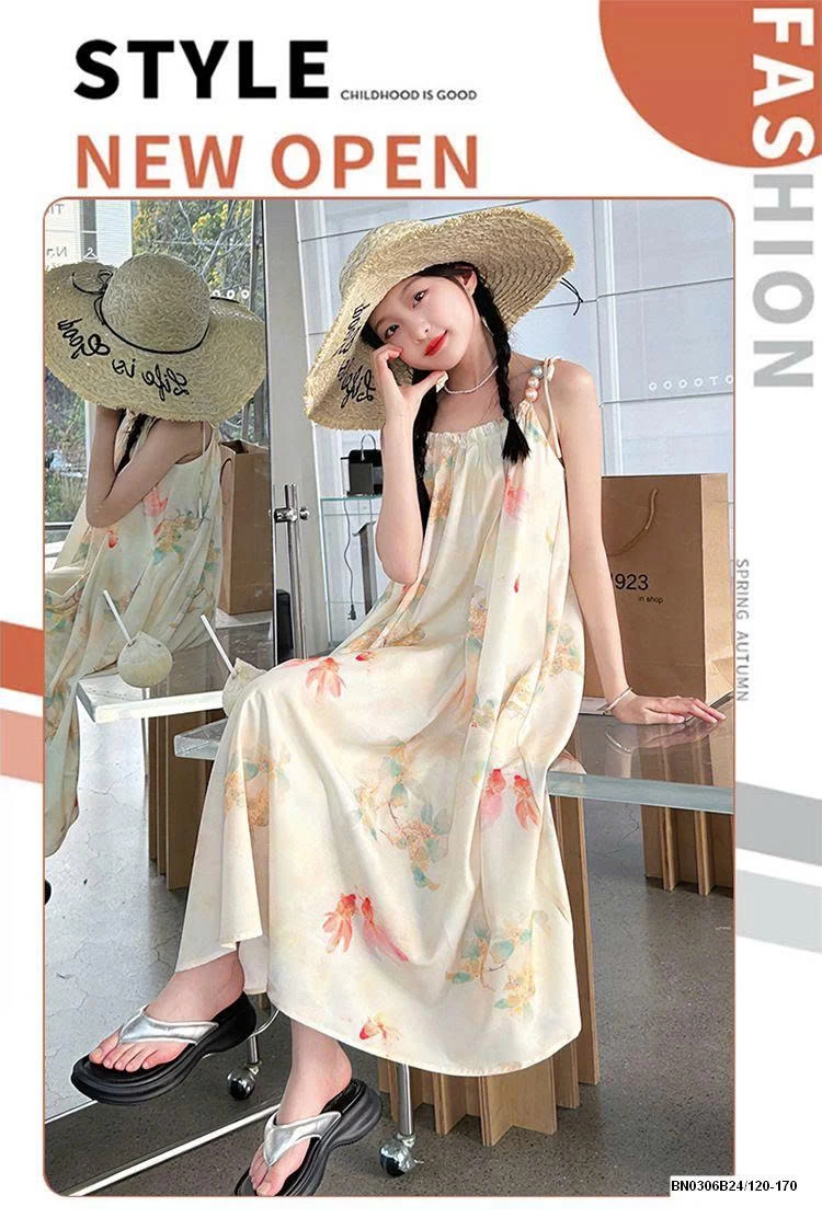 VÁY SUÔNG 2 DÂY HOA ĐI BIỂN