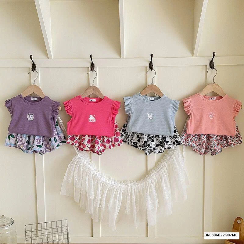 SÉT ÁO CÁNH TIÊN MIX QUẦN VÁY HOA