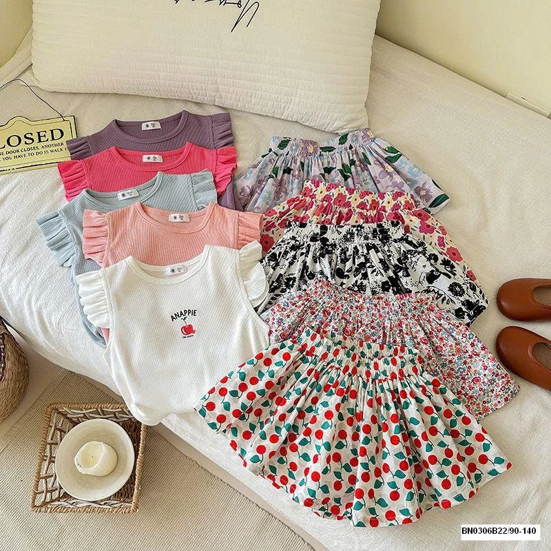 SÉT ÁO CÁNH TIÊN MIX QUẦN VÁY HOA