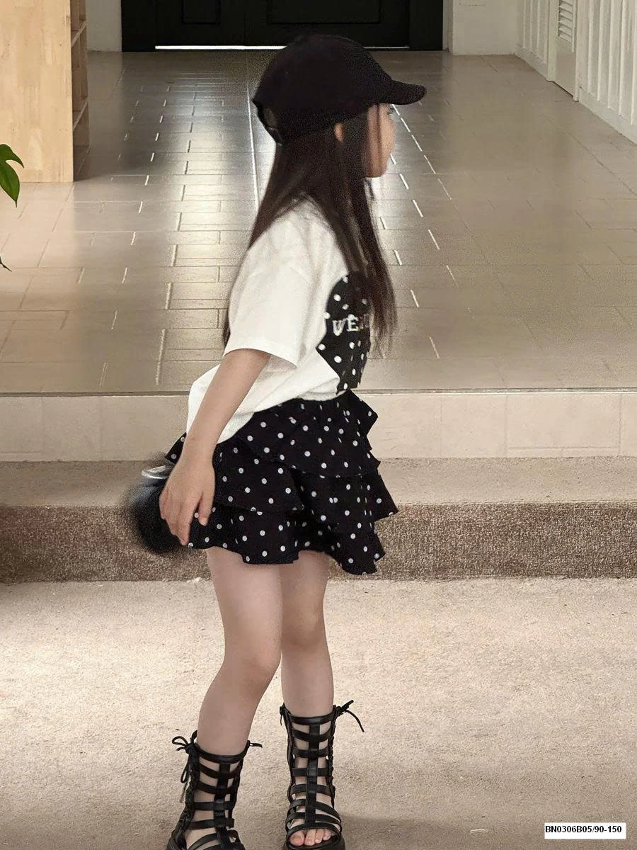 SÉT ÁO THUN TRÁI TIM MIX CV CHẤM BI