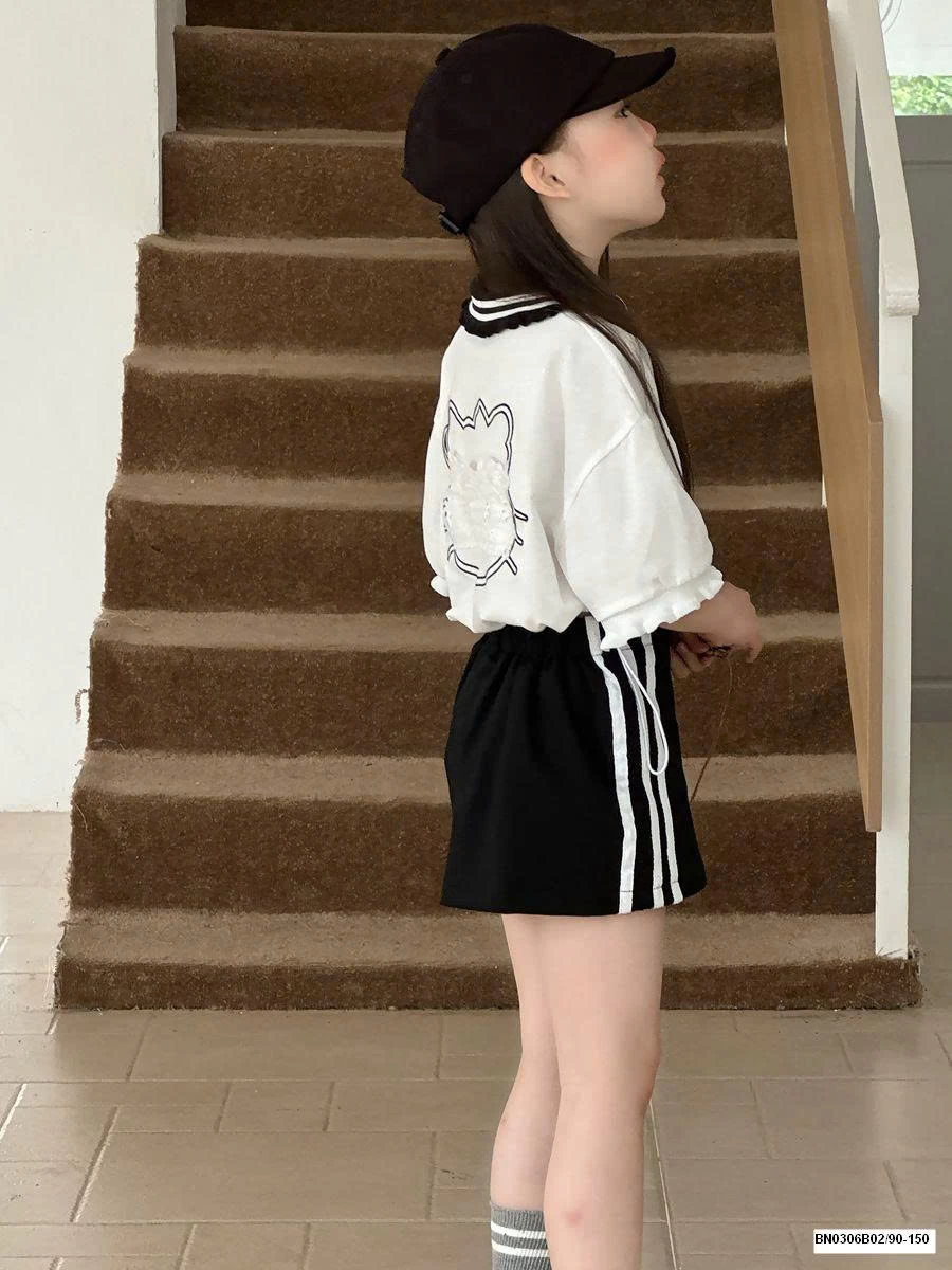 CROPTOP KITTY TAY LỠ CỔ POLO