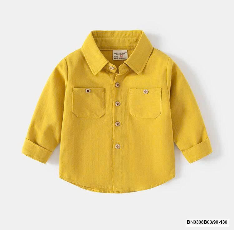 ÁO SƠ MI DÀI TAY 2 TÚI WELLKIDS