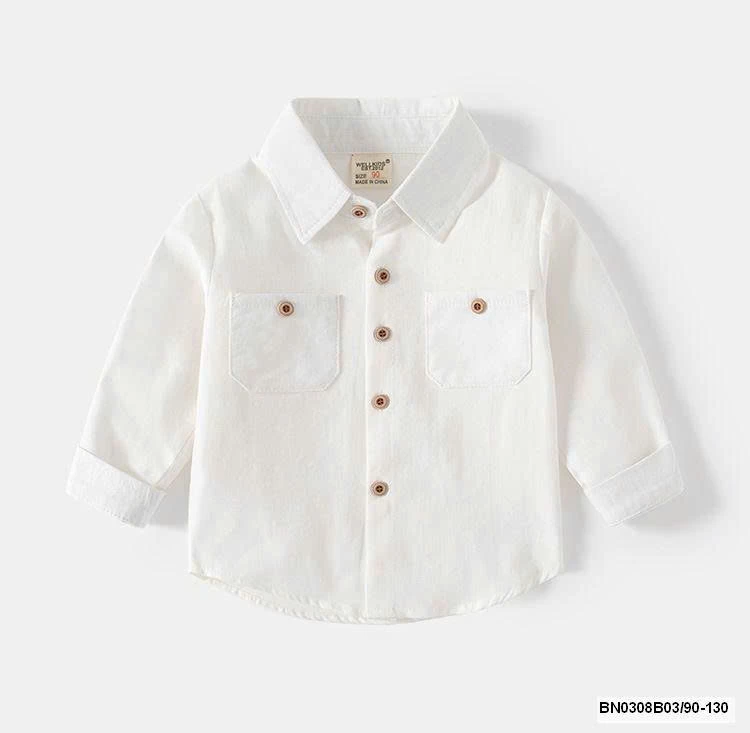 ÁO SƠ MI DÀI TAY 2 TÚI WELLKIDS