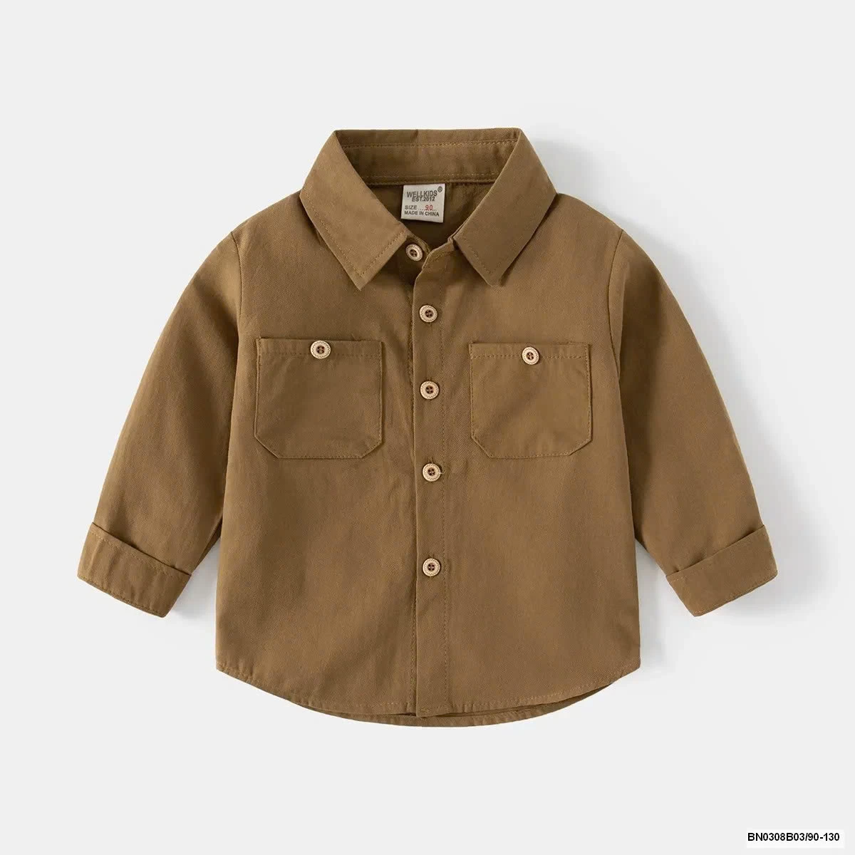 ÁO SƠ MI DÀI TAY 2 TÚI WELLKIDS