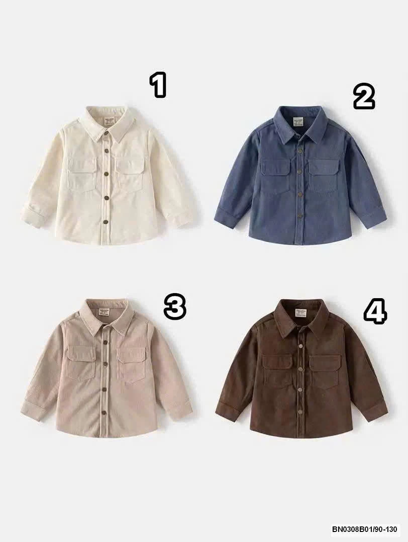 Áo sơ mi nhung tăm Wellkids