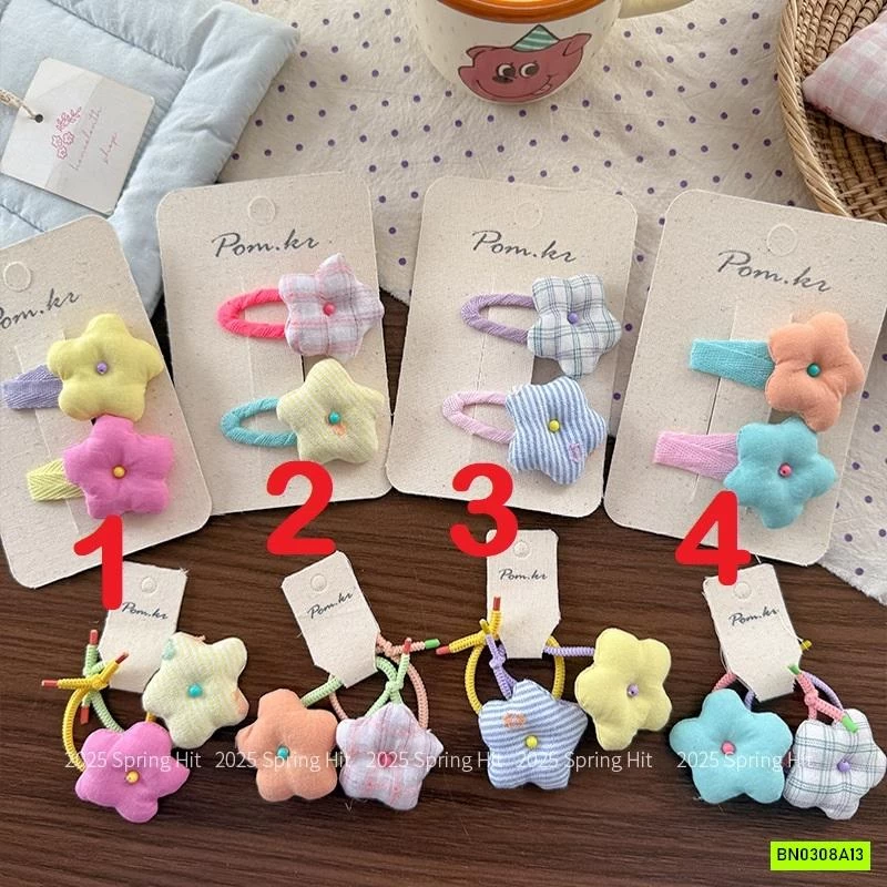 SÉT KẸP+CHUN BUỘC TÓC HOA