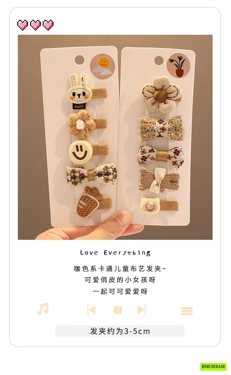 SÉT 15 KẸP TÓC GẤU TONE NÂU