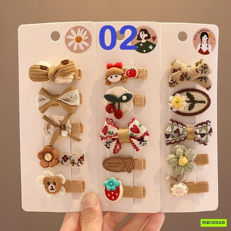 SÉT 15 KẸP TÓC GẤU TONE NÂU