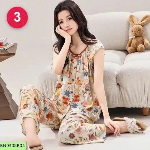 BỘ PIJAMA HOA NỮ