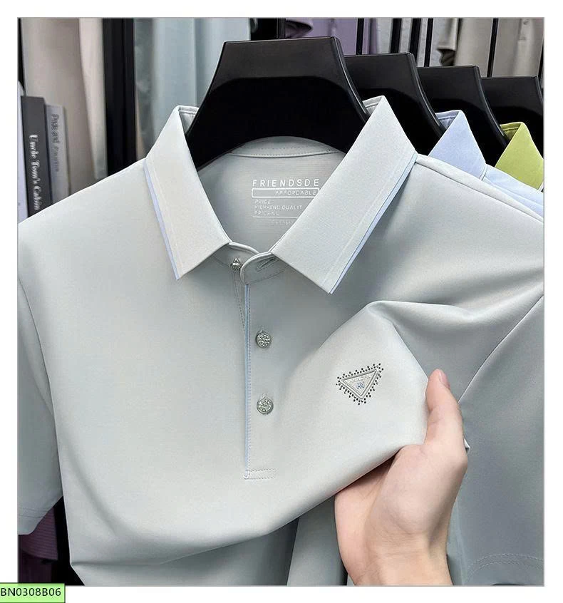 ÁO POLO TRƠN MÀU LOGO NGỰC