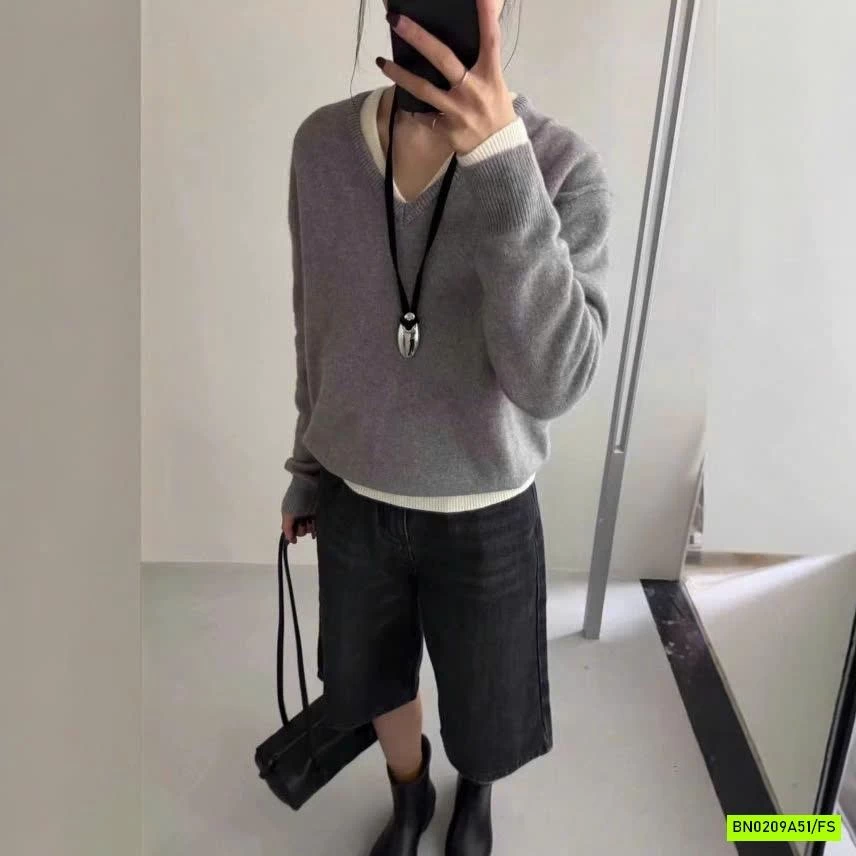 ÁO LEN DỆT KIM CỔ TIM CHO NỮ