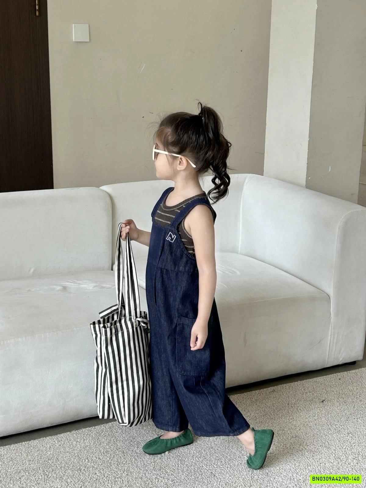 QUẦN YẾM DENIM MIX ÁO KẺ