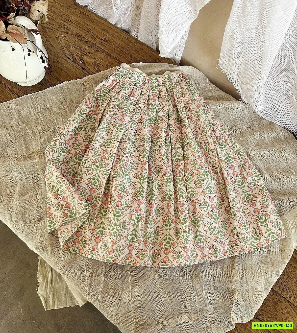 SÉT ÁO XANH DỆT MIX CHÂN VÁY HOA NHÍ