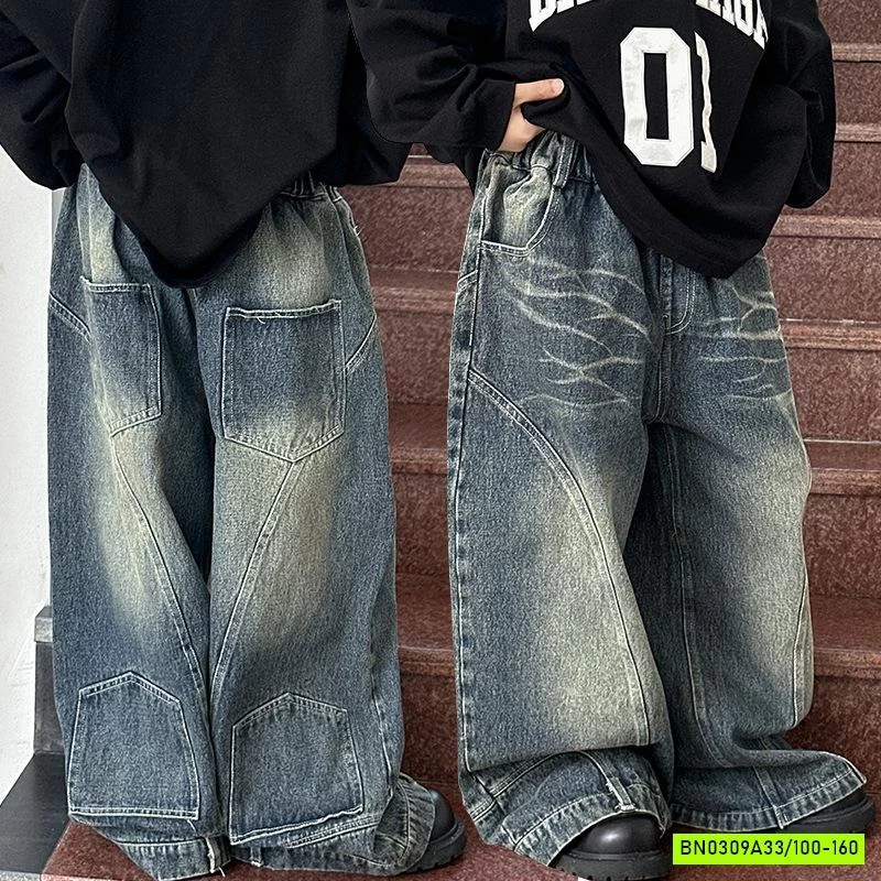 JEANS SUÔNG BẠC GỐI GÂN CHÉO