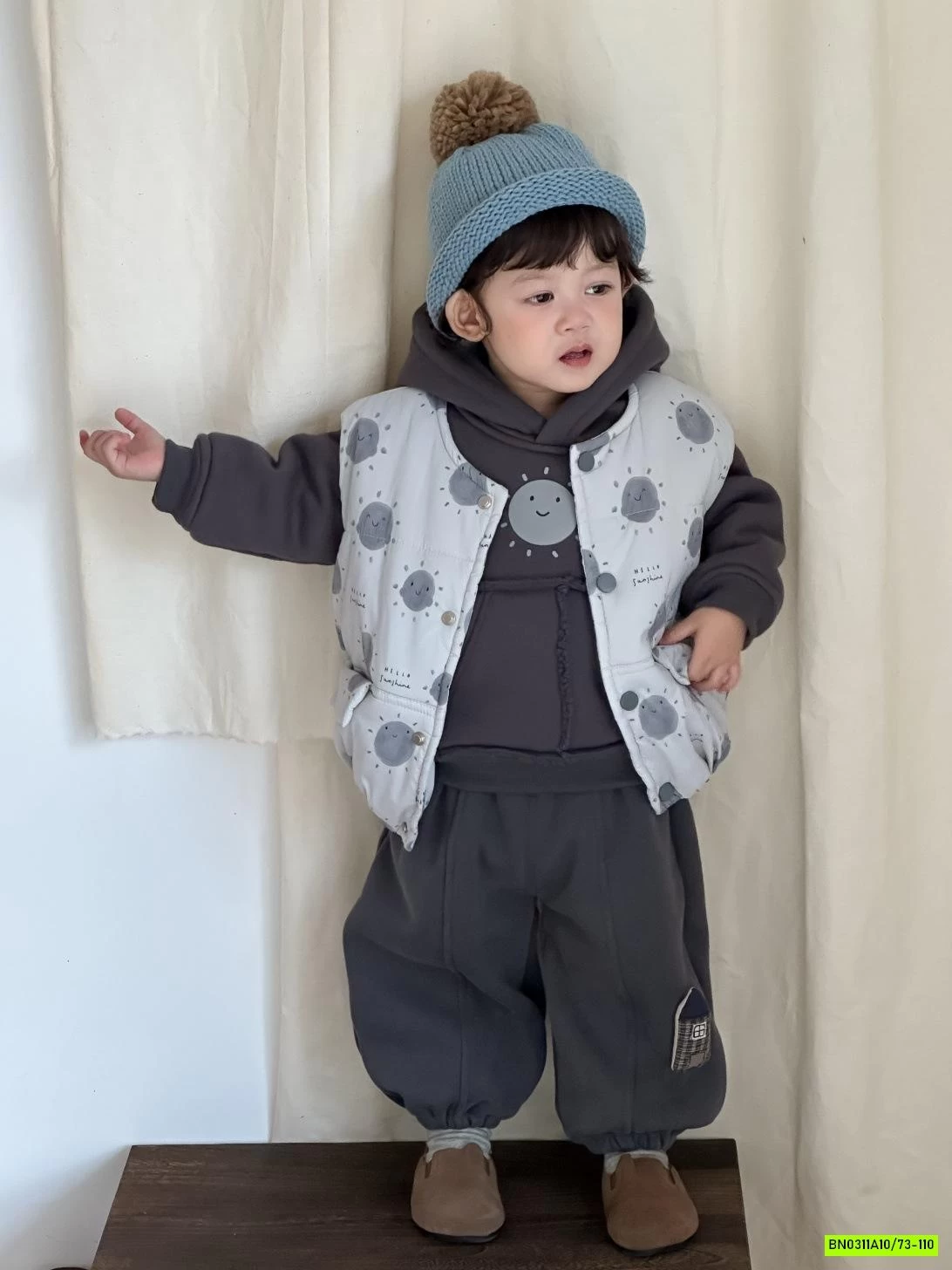 SÉT HOODIE GẤU XÁM LÓT LÔNG CỪU