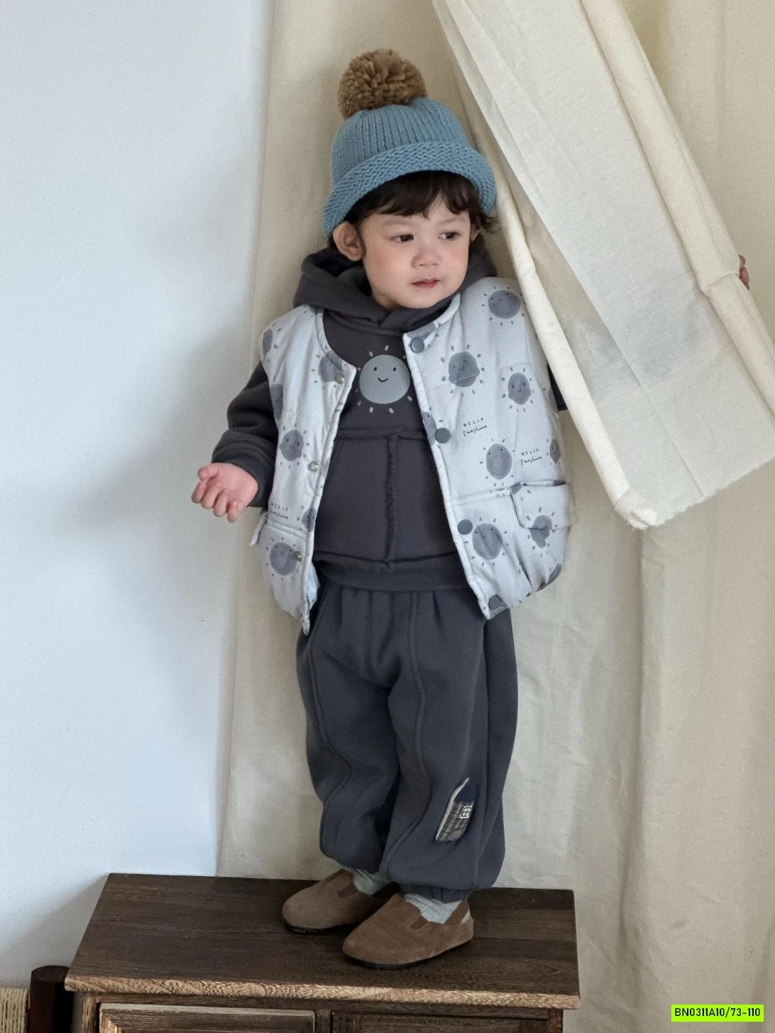 SÉT HOODIE GẤU XÁM LÓT LÔNG CỪU