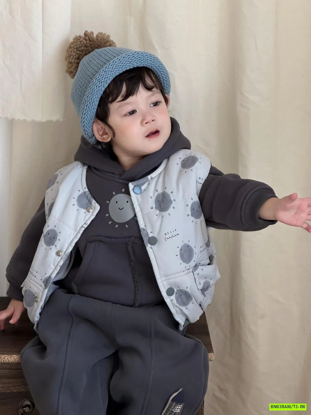 SÉT HOODIE GẤU XÁM LÓT LÔNG CỪU