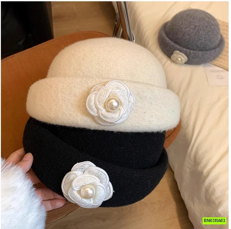 Mũ dạ hoa trà kiểu Pháp