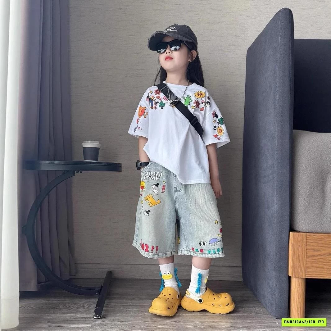 SÉT ÁO+SHORT JEANS IN HÌNH