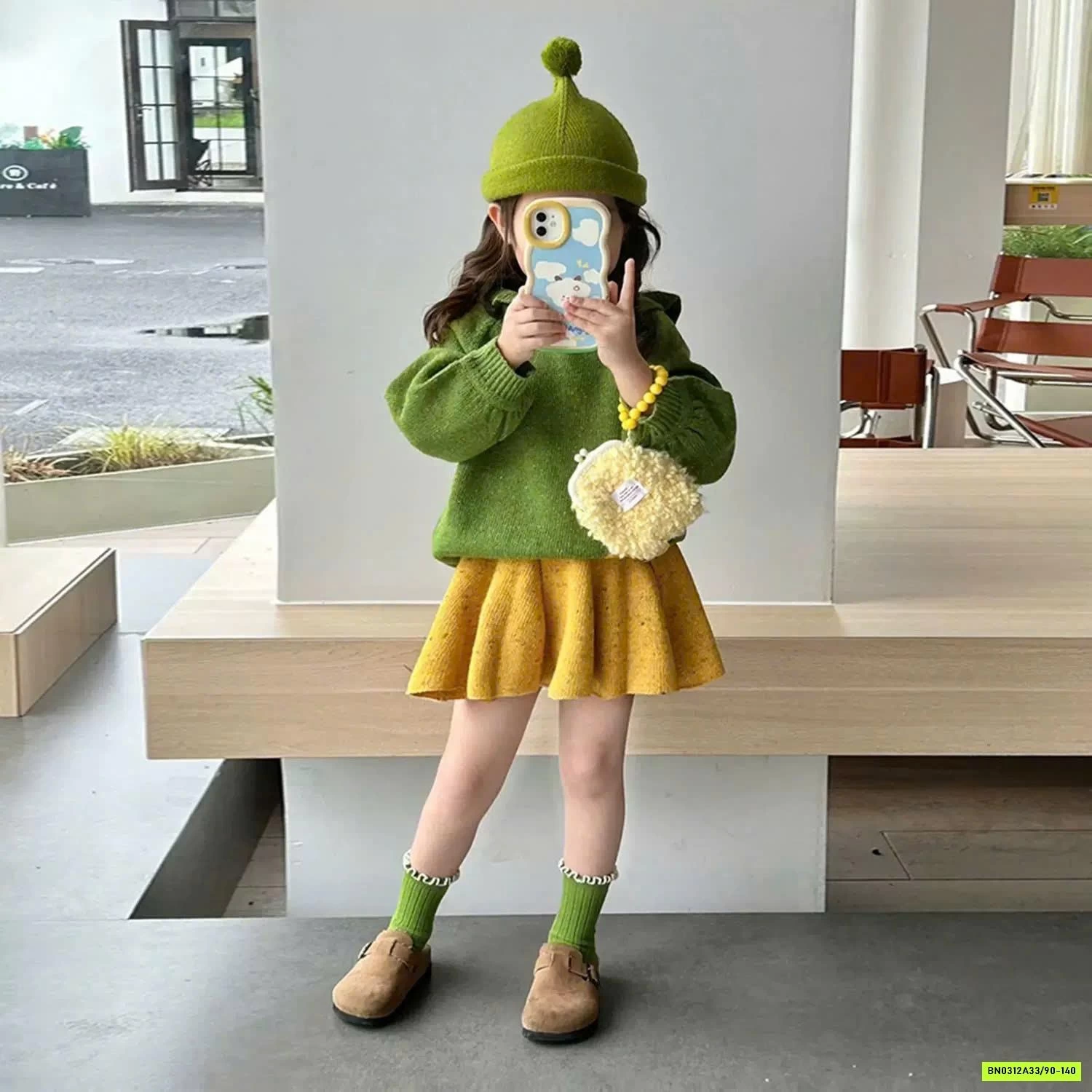 SÉT VÁY LEN XANH VÀNG 2 CHI TIẾT