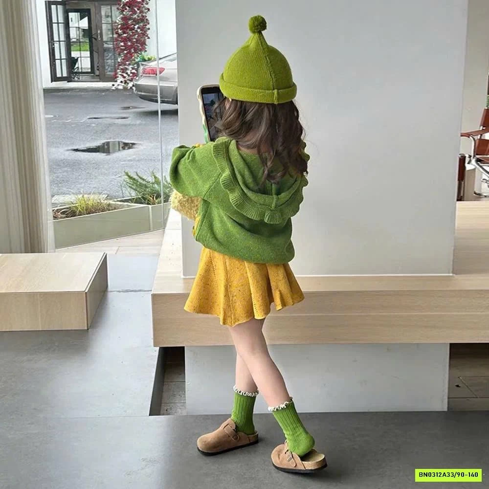 SÉT VÁY LEN XANH VÀNG 2 CHI TIẾT