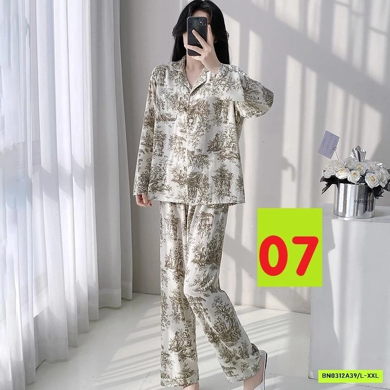 PIZAMA LANH LỤA HỌA TIẾT DÀI TAY