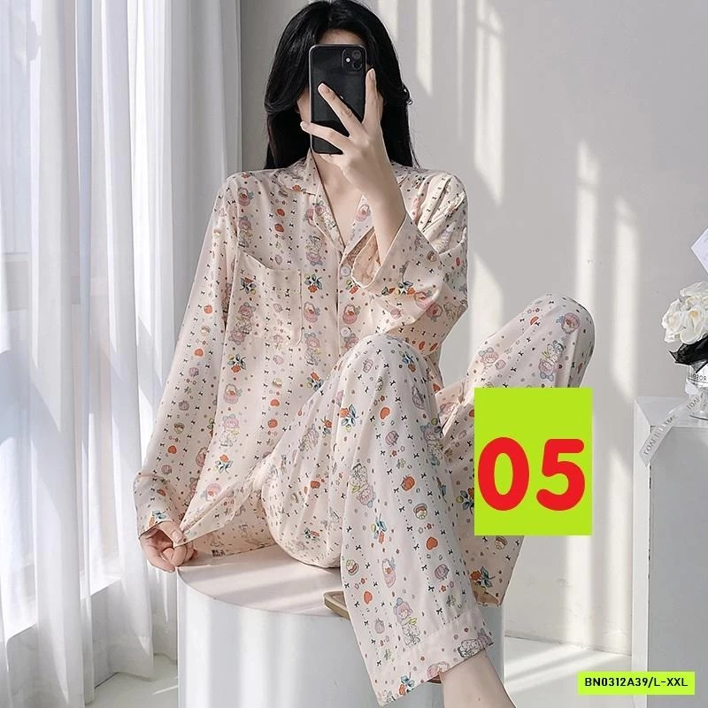 PIZAMA LANH LỤA HỌA TIẾT DÀI TAY