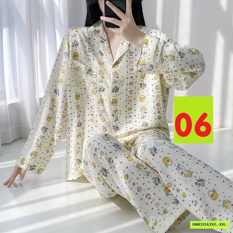 PIZAMA LANH LỤA HỌA TIẾT DÀI TAY